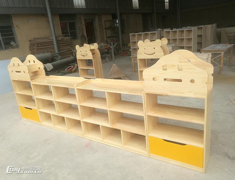 广西柳州批发幼儿橡胶木书柜 儿童多功能木质区角组合柜