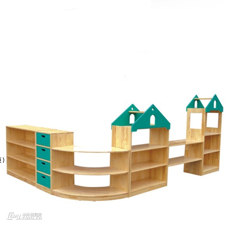广西柳州批发幼儿橡胶木书柜 儿童多功能木质区角组合柜