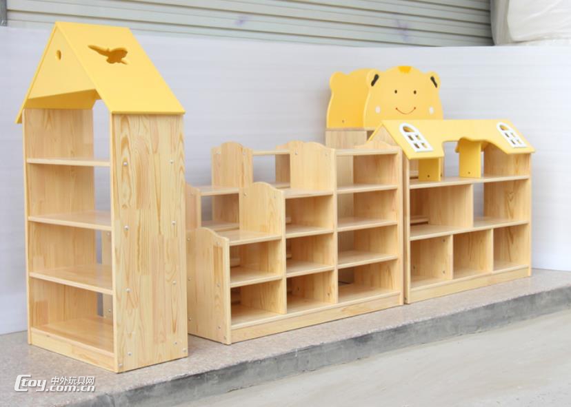 柳州批发幼儿松木家具 多格儿童木质区角组合柜家具