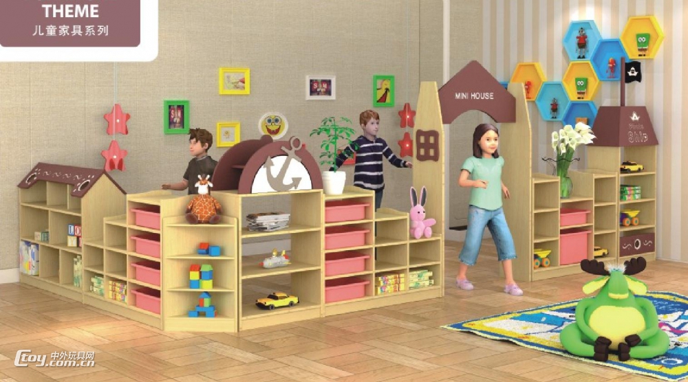 柳州批发幼儿园收纳玩具柜 木质区角组合柜幼教家具