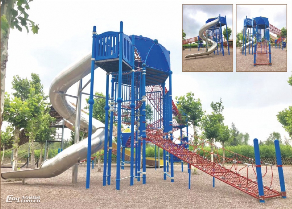 广西南宁定制厂家儿童室内公园景区螺旋不锈钢滑滑梯