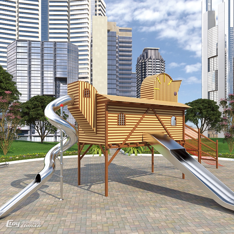 广西南宁可定制商场公园景区户外游乐设备不锈钢滑梯 大风车厂家