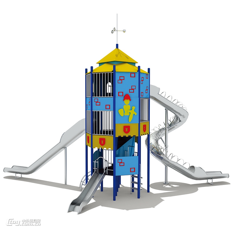 广西河池可定制儿童娱乐项目 室外不锈钢组合滑梯设备