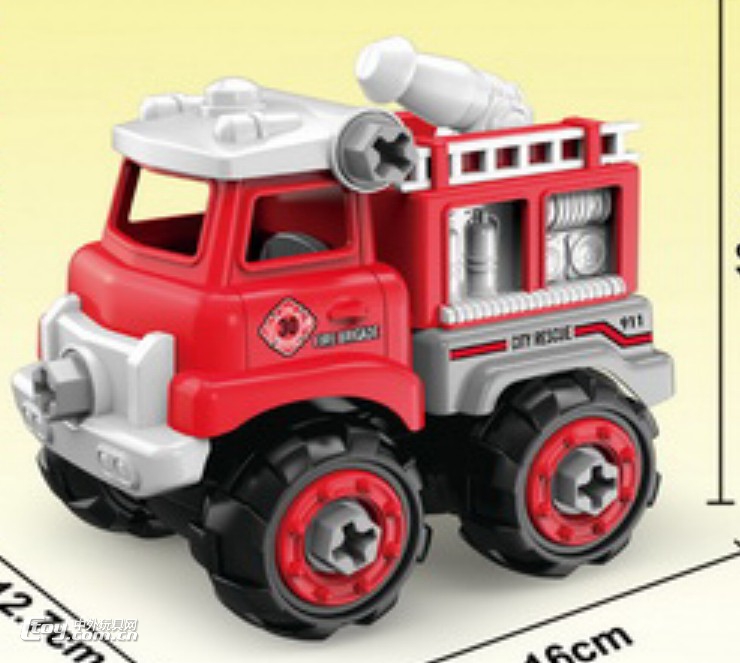 DIY拆装消防工程车套装玩具