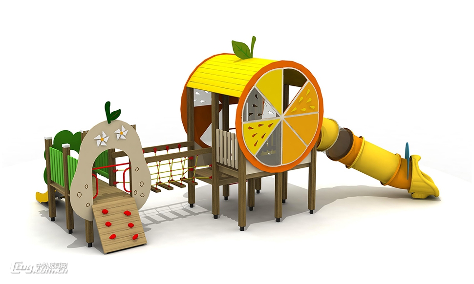 木制滑梯小屋 定制户外儿童树屋爬网钻洞 幼儿园树屋玩具组合