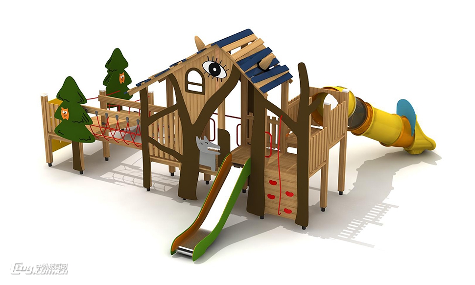 幼儿园户外大型木质组合滑梯玩具儿童木制攀爬体能训练游乐设备