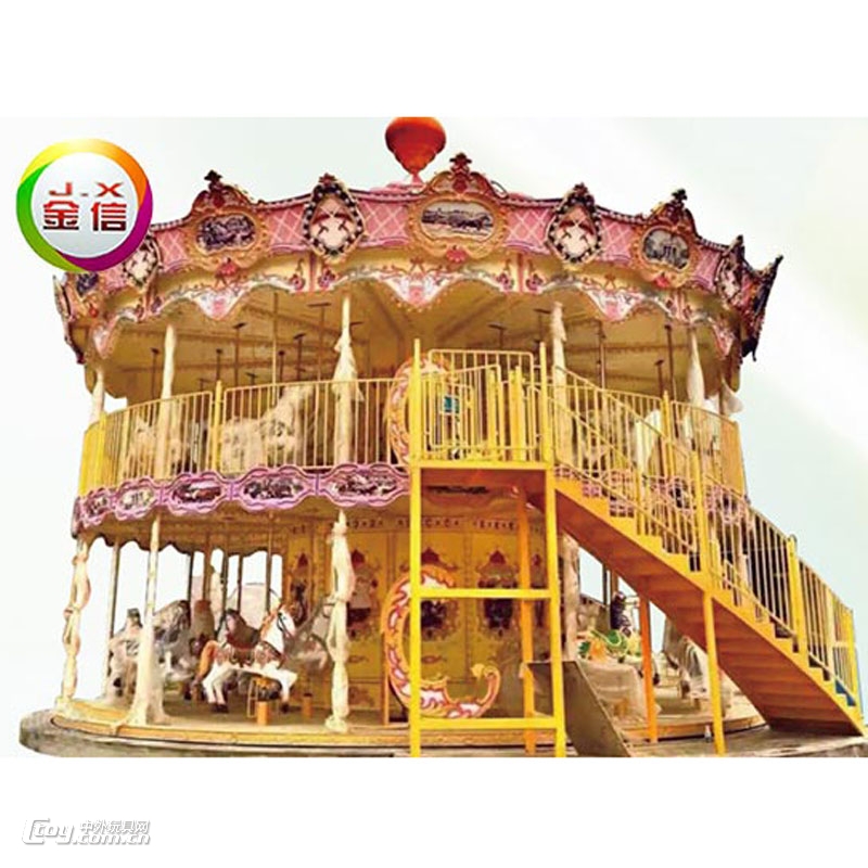 双层豪华旋转木马厂家报价，广州儿童游乐场设施公司