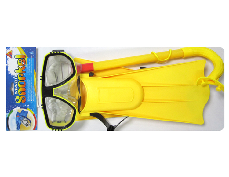 儿童潜水镜+呼吸管+蛙鞋PVC卡头袋套装