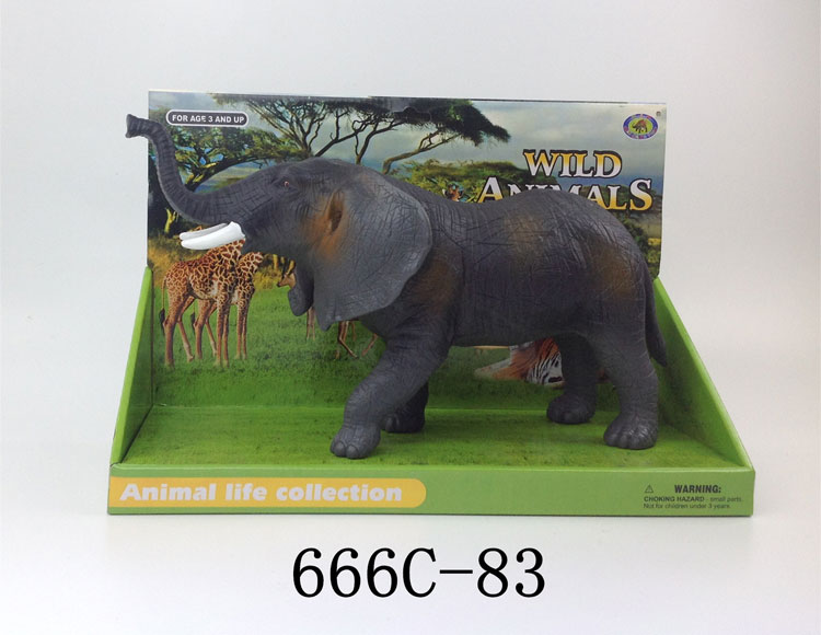搪塑充棉象仿真动物模型玩具666C-83