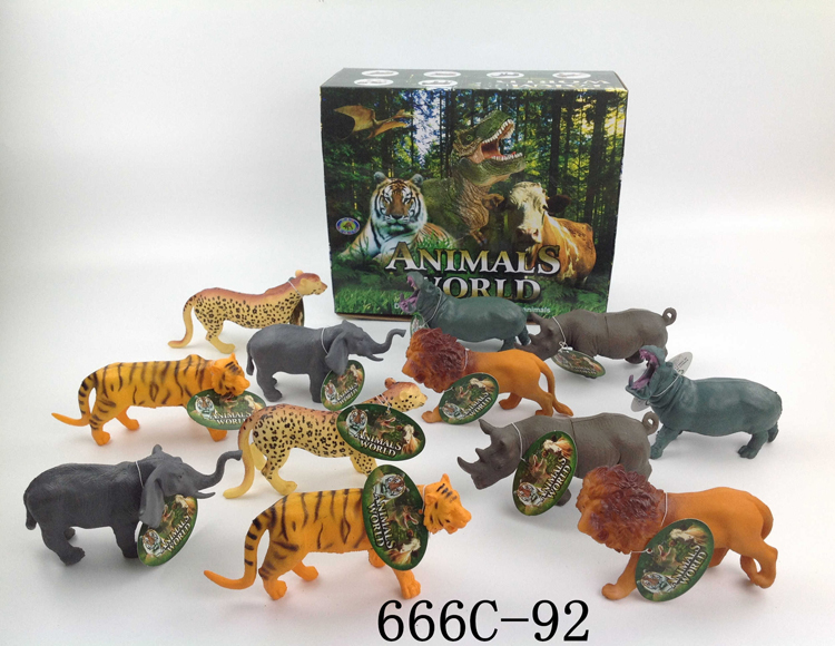 搪塑动物12款模型一盒666C-92