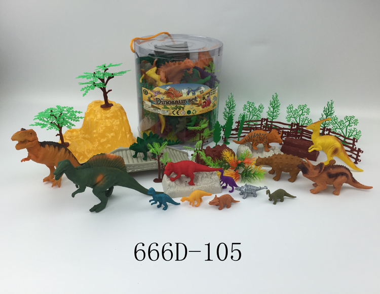 PVC筒装搪胶恐龙模型50PCS套装666D-105