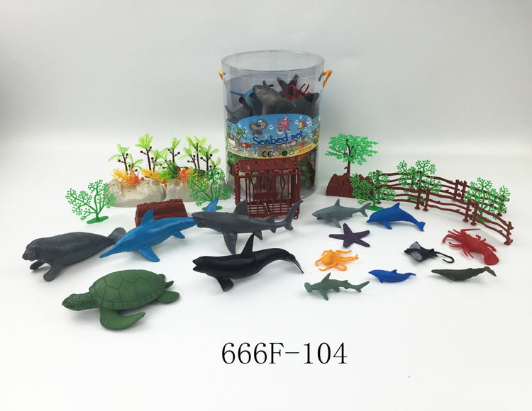 PVC筒装搪胶海洋动物模型40PCS套装