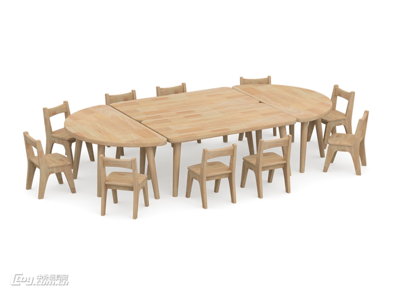 幼儿园家具,实木六角桌,儿童学习课桌椅