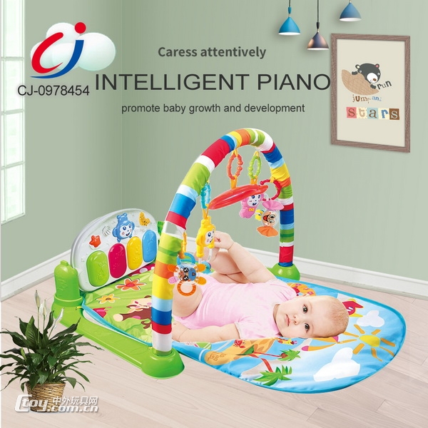 婴幼童地毯健身架带钢琴吊饰互动触摸动手感观