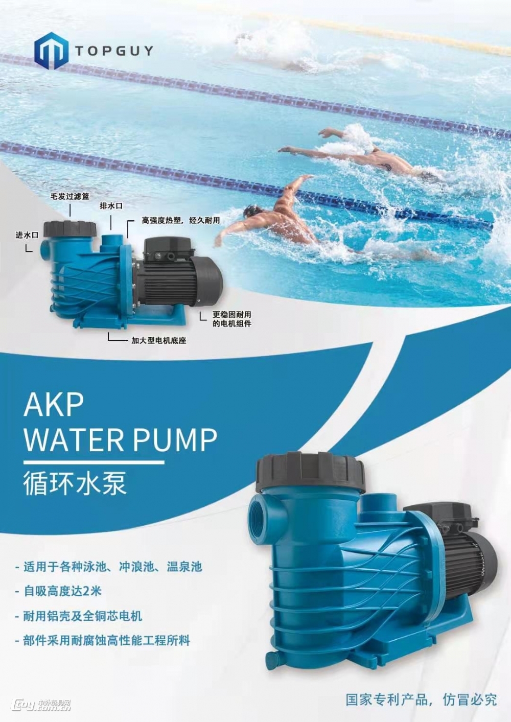 江门TOPGUY/拓威AKP系列泳池水泵 泳池设备