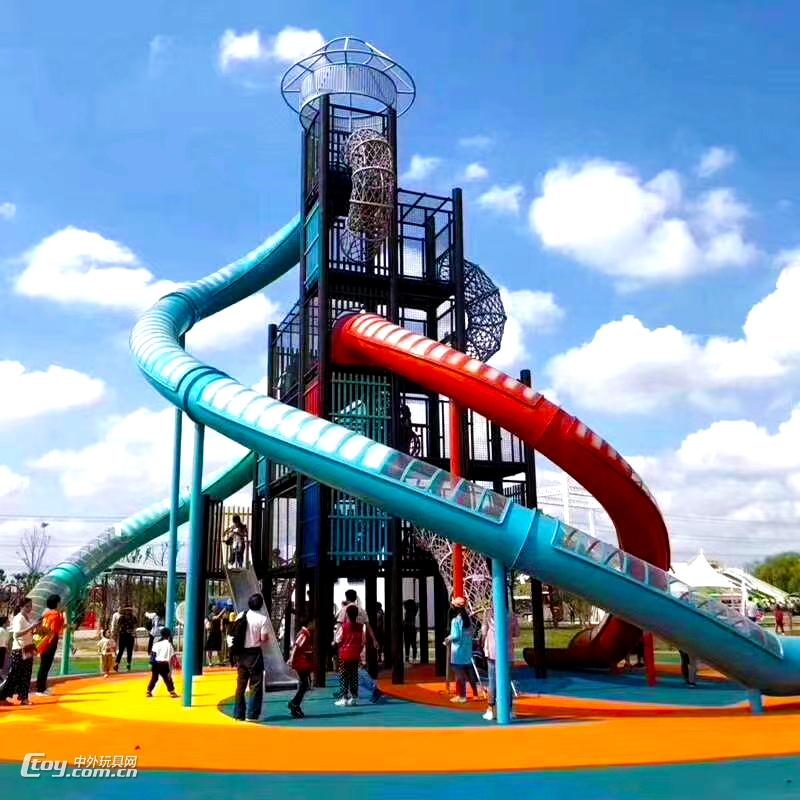 户外大型不锈钢滑梯定制组合木质爬网小区室外儿童乐园游乐场设备