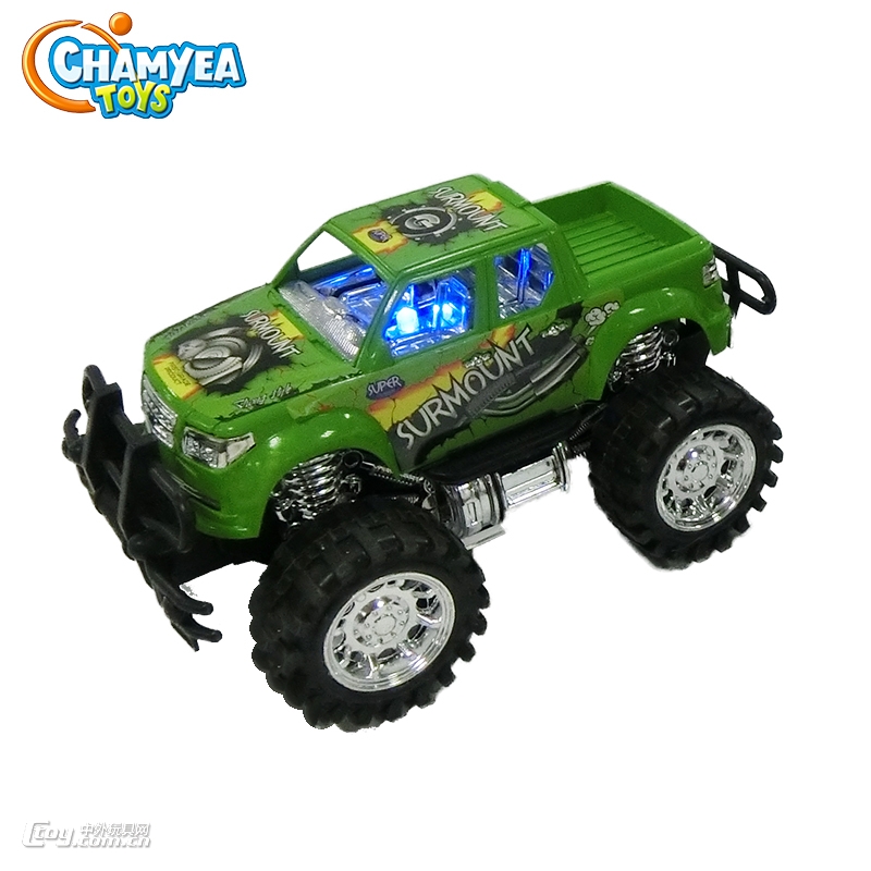 跨境儿童玩具车回力惯性越野车带灯光音乐男孩汽车模型