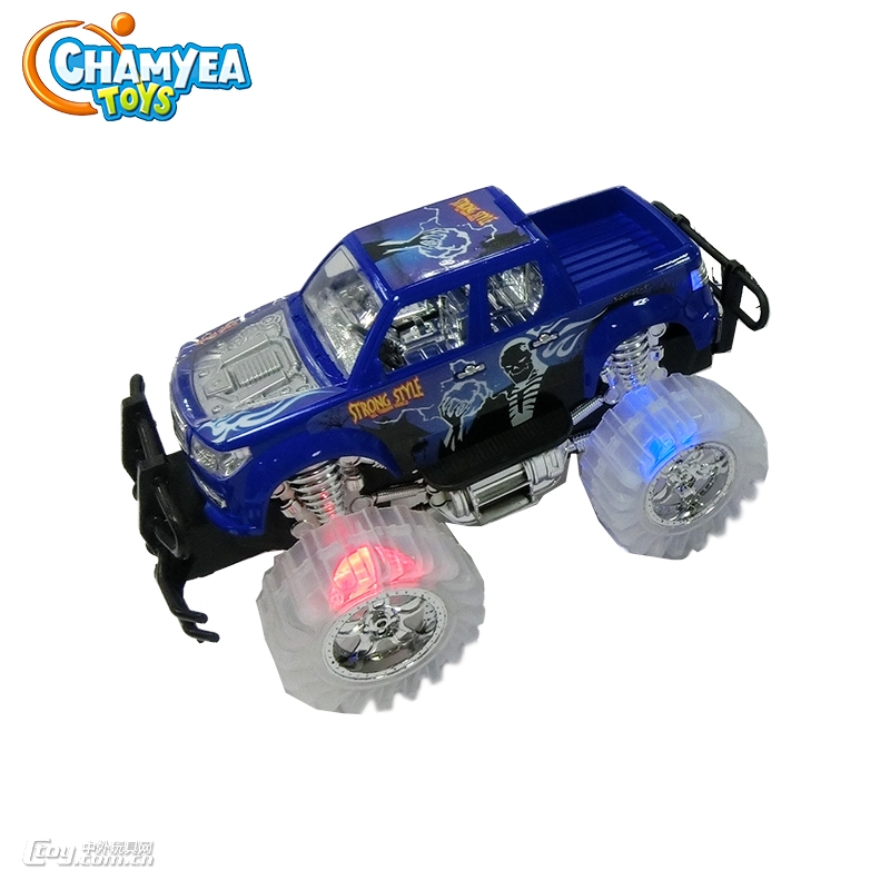 跨境儿童回力惯性越野玩具车警车模型灯光音乐车玩具