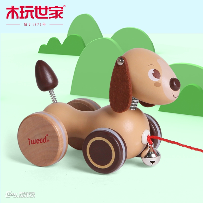 拖拉小狗木制拖拉滑行玩具