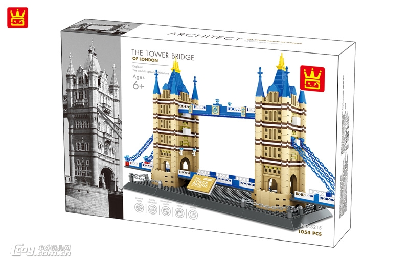 5215英国伦敦双子塔桥 1054颗粒拼装积木