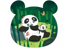 亚洲动物熊猫 16pcs纸质拼图