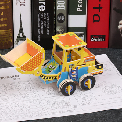 3D工程车立体拼板DIY拼装积木玩具