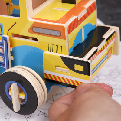 3D工程车立体拼板DIY拼装积木玩具