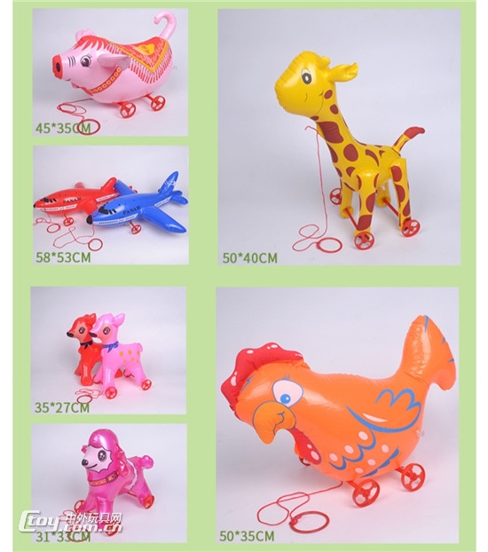儿童玩具充气动物拉车动物充气拉车玩具批发