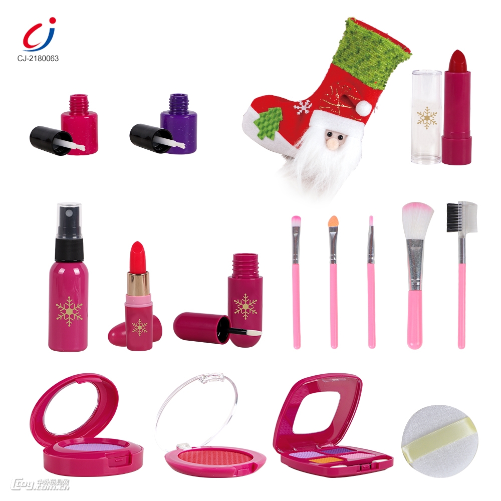 女孩过家家玩具套装儿童彩妆玩具化妆品圣诞主题