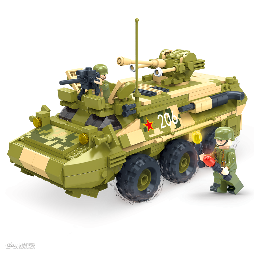 导弹部队积木模型中国WZ551轮式装甲车DL-40015
