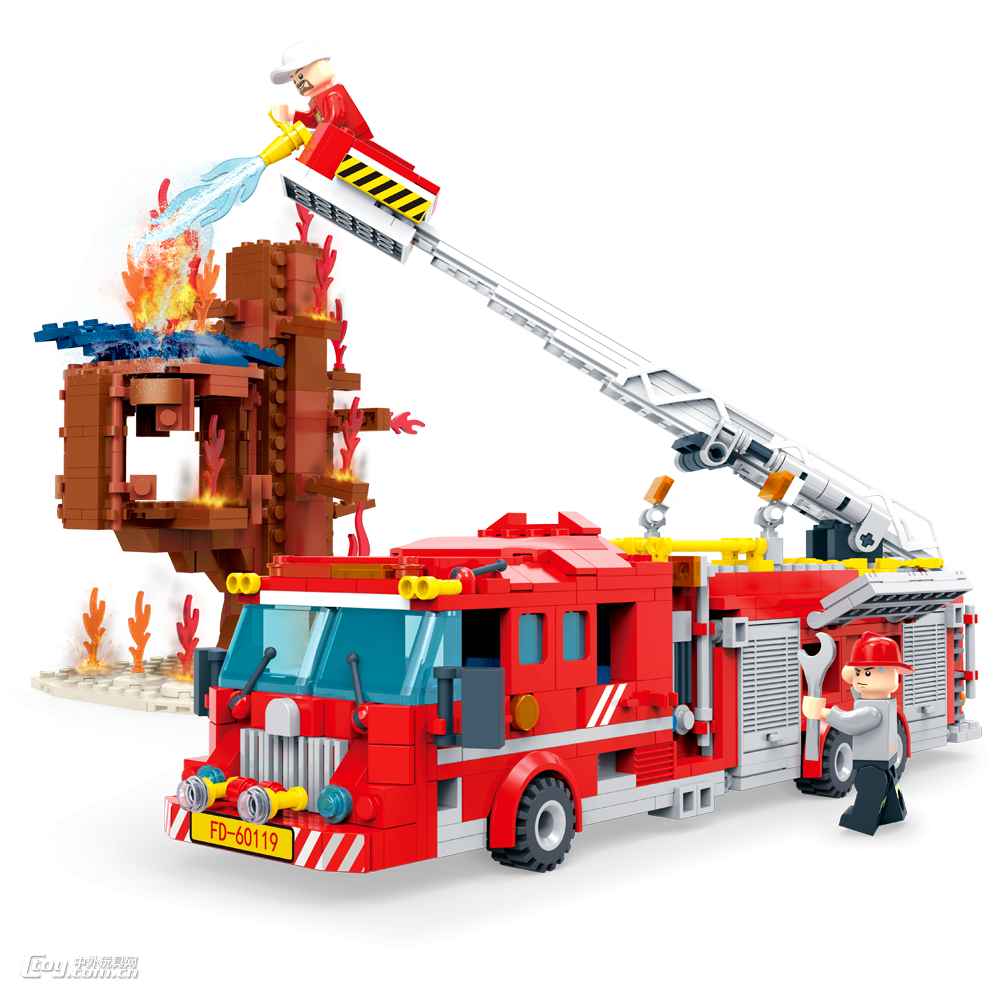 消防系列积木模型云梯营救消防车DL-20002