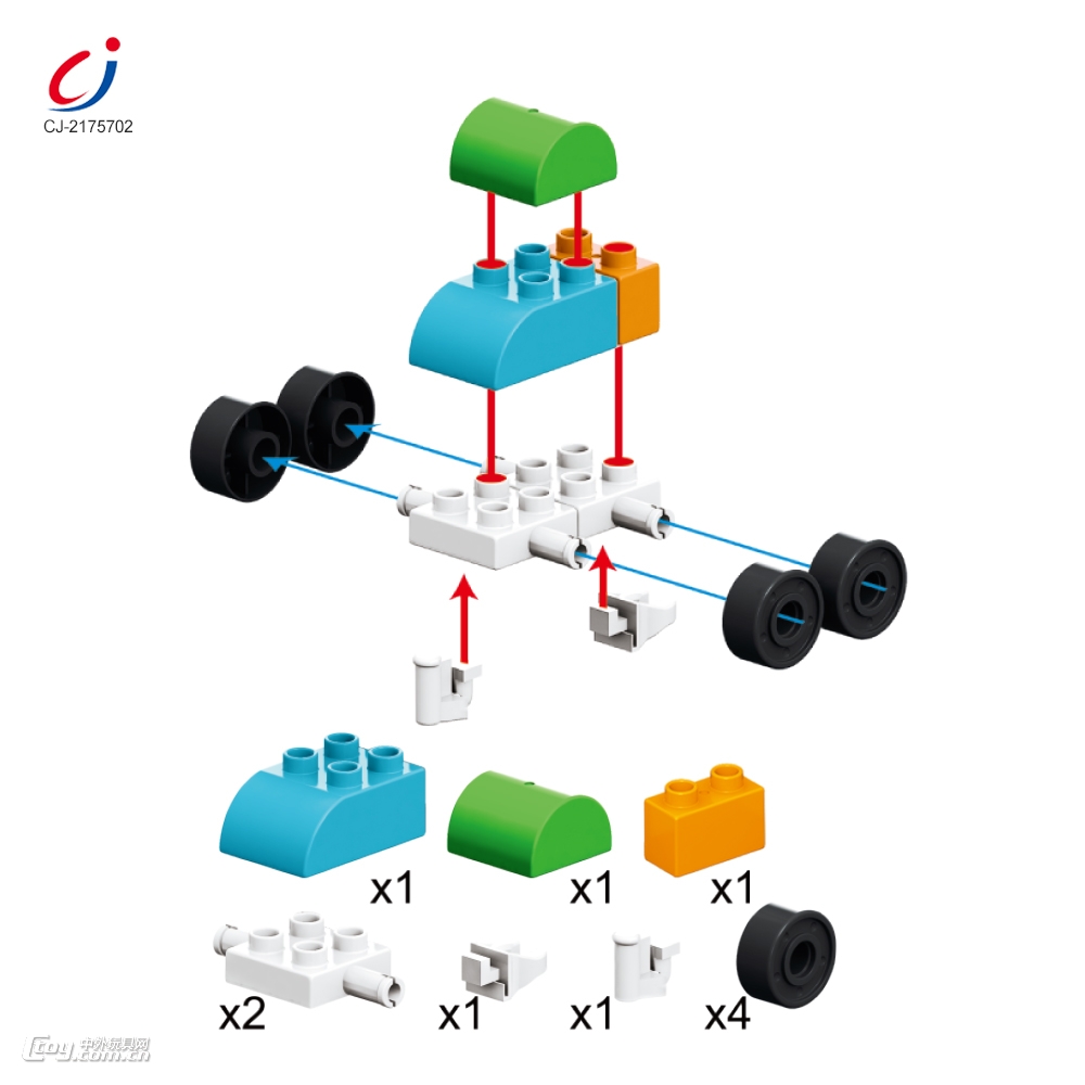儿童拼装皮卡车玩具大颗粒积木幼儿教学模型玩具11pcs
