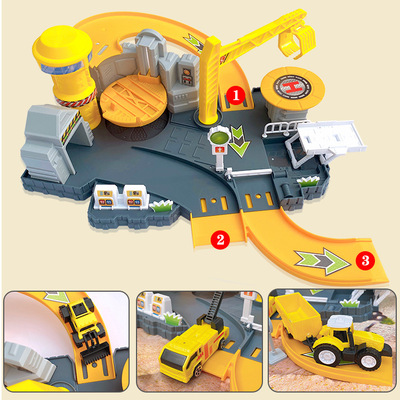 工程建筑系列模型停车场场景套装玩具