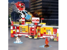 五星儿童城市系列拼装积木早教益智消防局场景玩具
