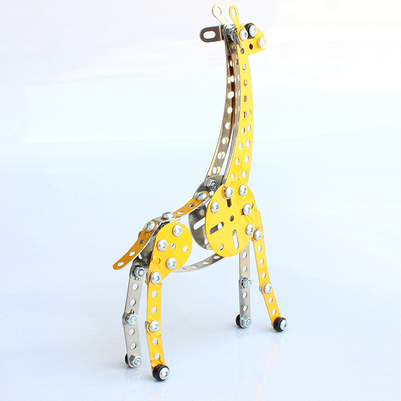 金属拼装长颈鹿模型创意手工玩具