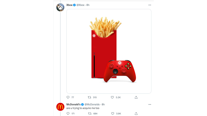 麦当劳和Xbox官方玩梗：你也想收购我吗？