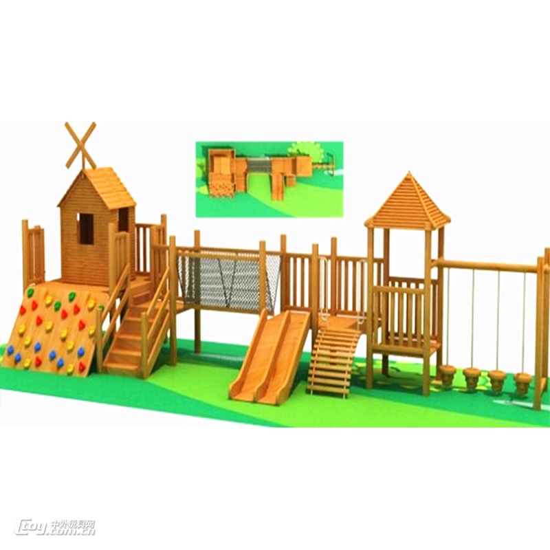 大型儿童木质滑梯室外幼儿园木制小博士滑滑梯非标游乐厂
