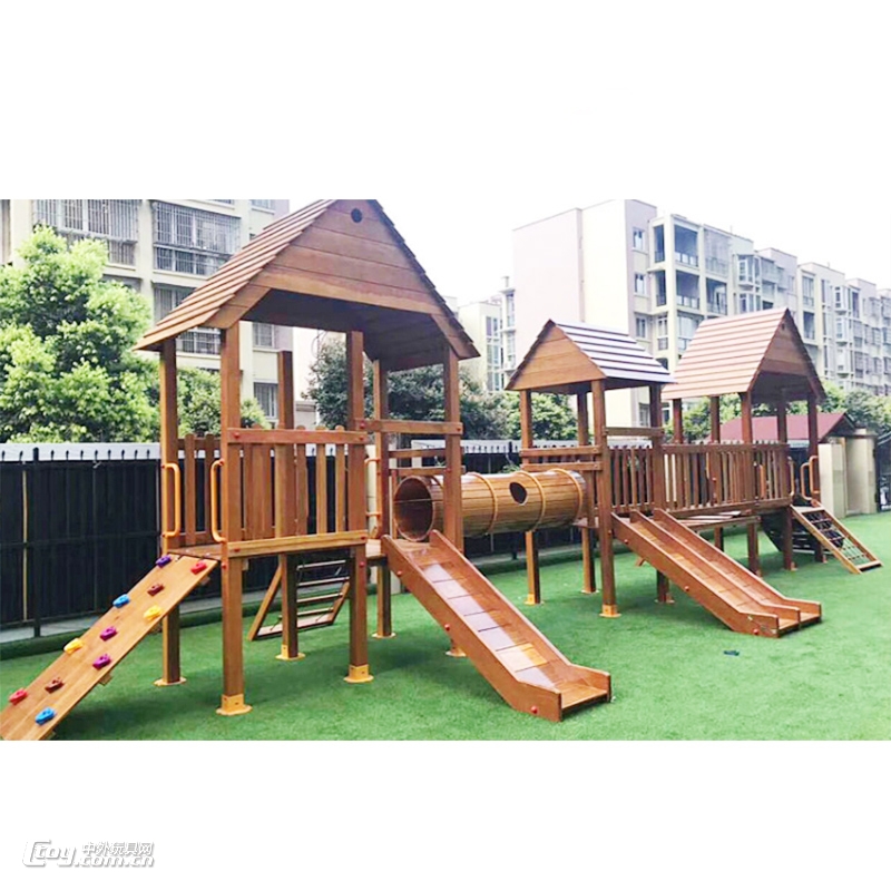 定制幼儿园实木滑梯 学校木质组合滑梯黄花梨木质游乐设备