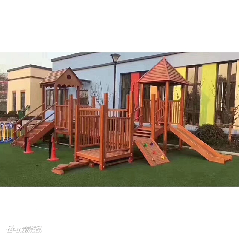 儿童木质攀爬架组合滑梯大型游乐设备幼儿园玩具木制荡桥滑梯