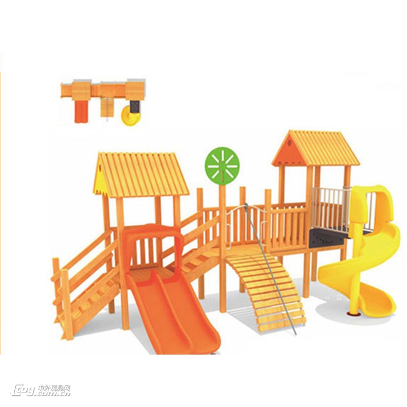 供应幼儿园木质滑梯组合 大型户外儿童拓展实木攀爬架滑梯组合
