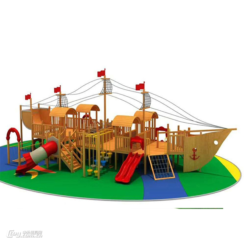 户外幼儿园木质小博士组合滑滑梯儿童大型海盗船非标定制设备