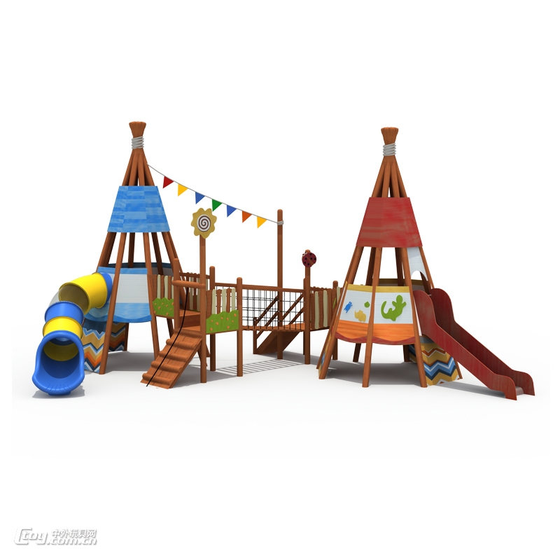 游乐园木质组合滑梯 幼儿园户外玩具厂家滑梯攀爬架设备