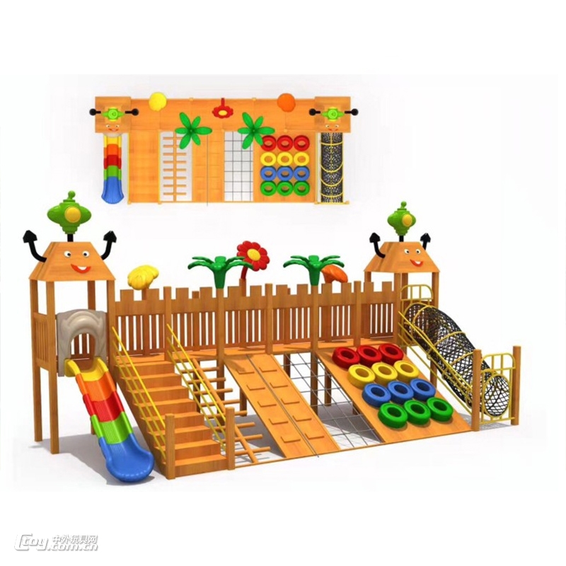 游乐园木质组合滑梯 幼儿园户外玩具厂家滑梯攀爬架设备