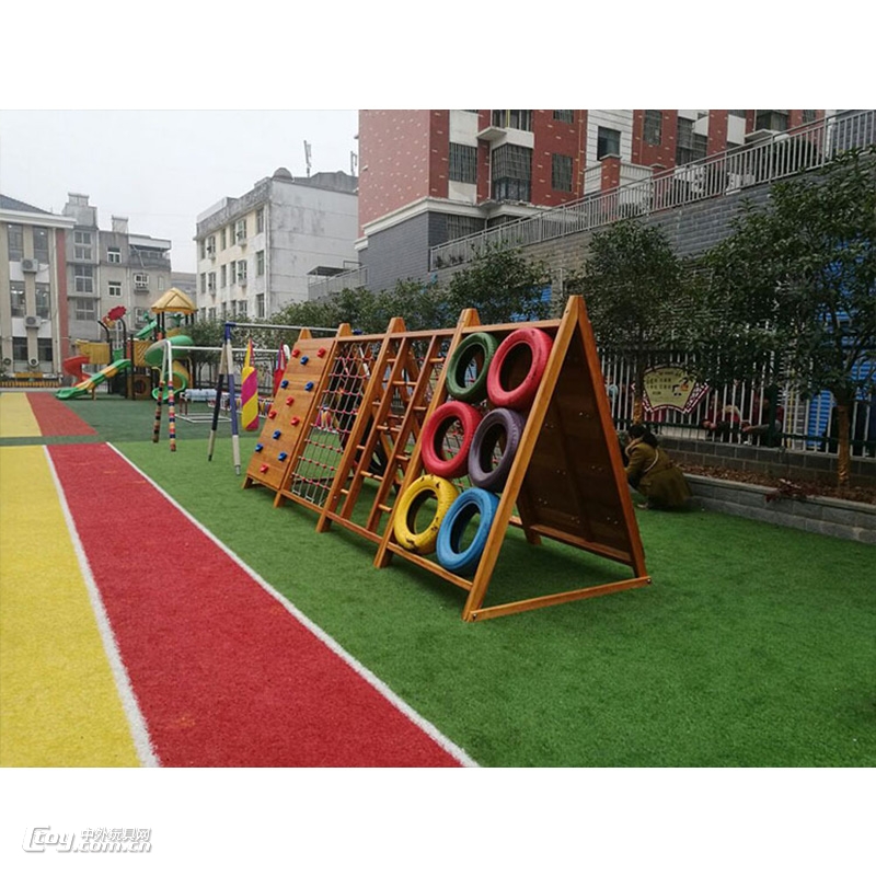 儿童木质体能攀爬架组合 大型户外游乐设备幼儿园玩具木制荡桥