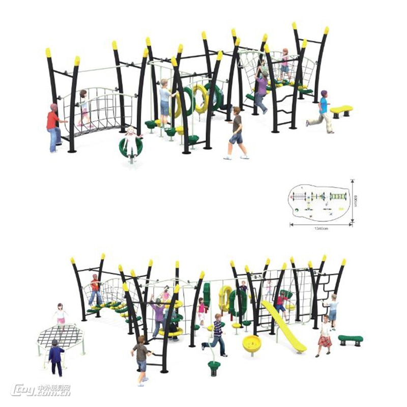 定制幼儿园木质攀爬架网笼钻山洞体能训练秋千荡桥组合设备