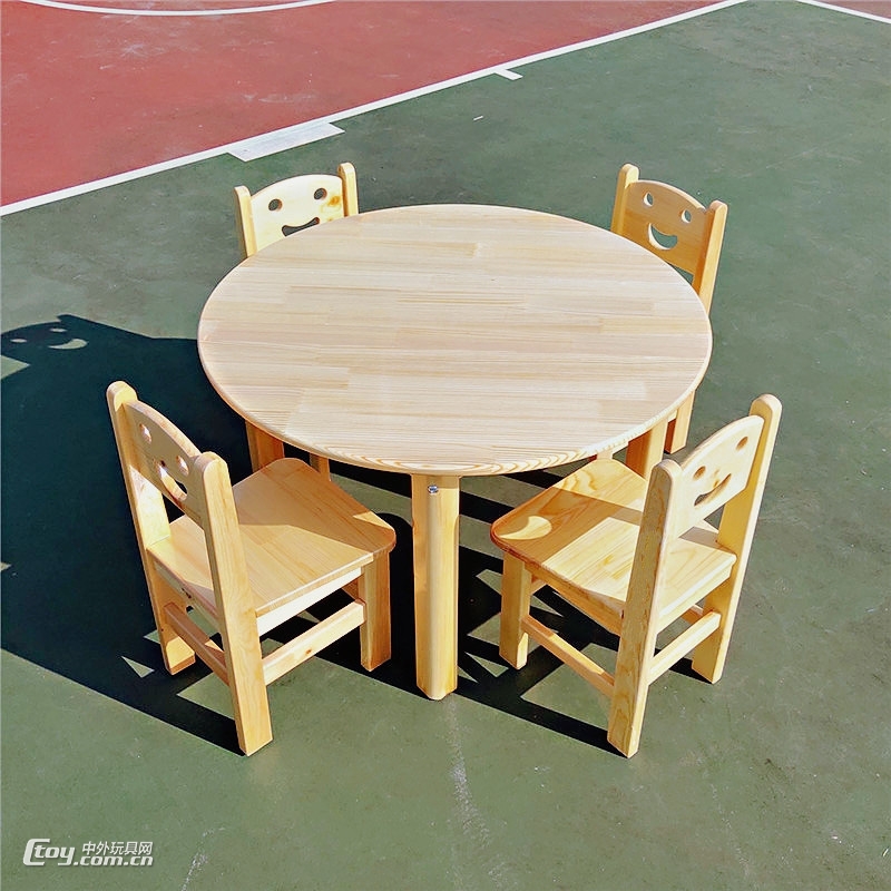 可直销儿童家具幼儿园实木课桌椅 六人木制长方形学习桌