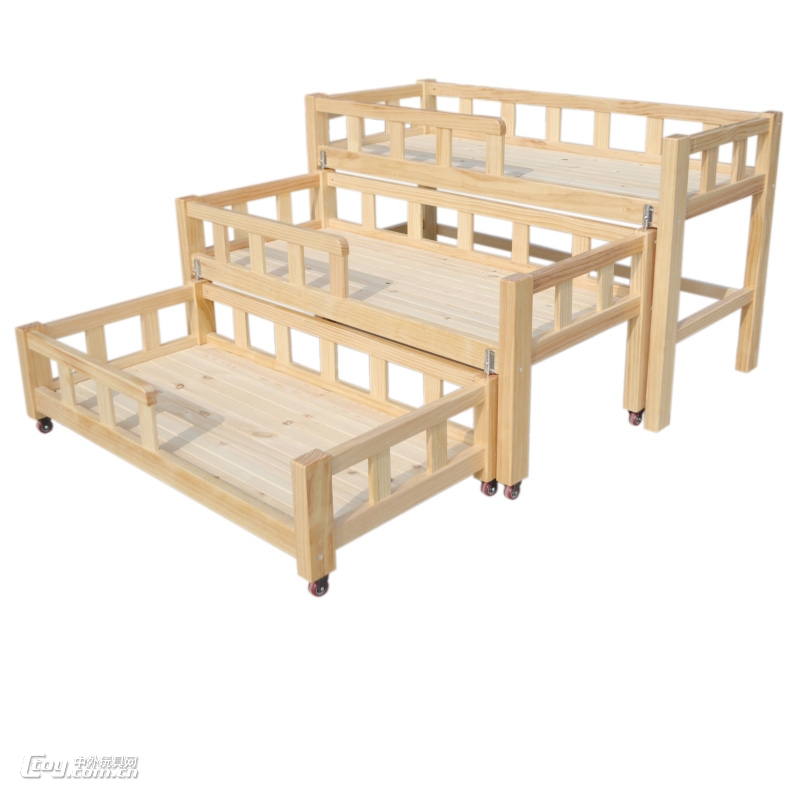 直销供应幼儿园上下铺松木床儿童床家具