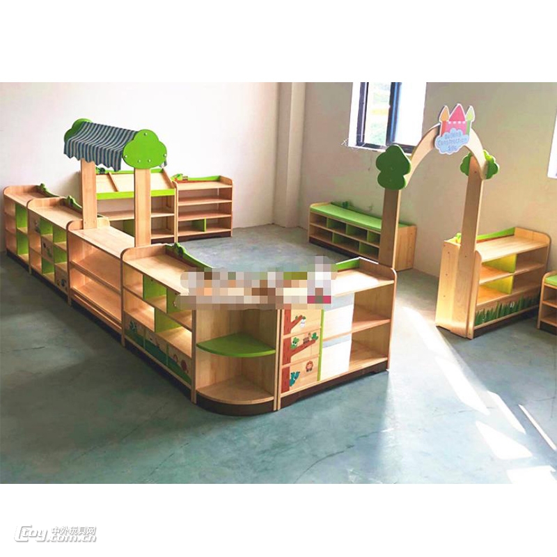 供应儿童新款家具 多格儿童木制区角组合柜书包柜配套家具