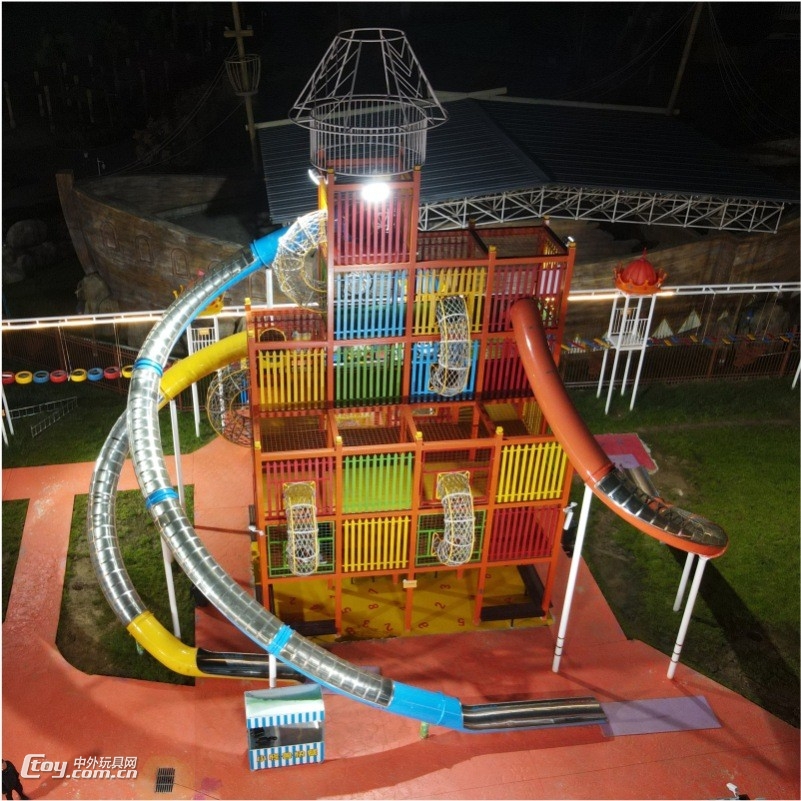 飞天城堡户外大型不锈钢滑梯无动力游乐设备多功能儿童娱乐拓展
