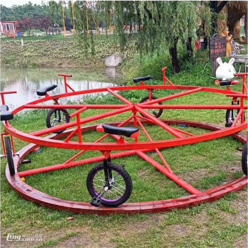 景区户外六人自行车转盘儿童转盘独轮自行车无动力游乐设备游乐园
